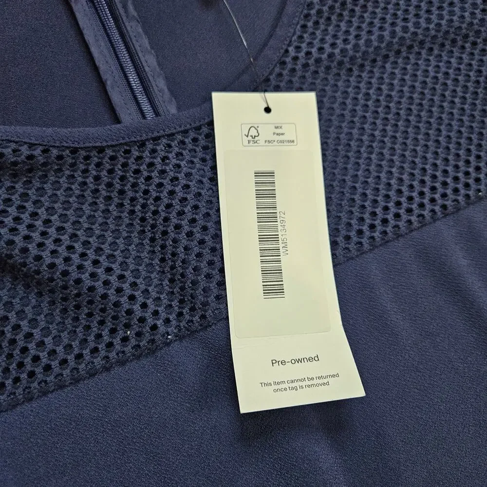 Michael Kors Women's XL Navy Mesh Inset Short Flutter Sleeve Cropped Jumpsuit